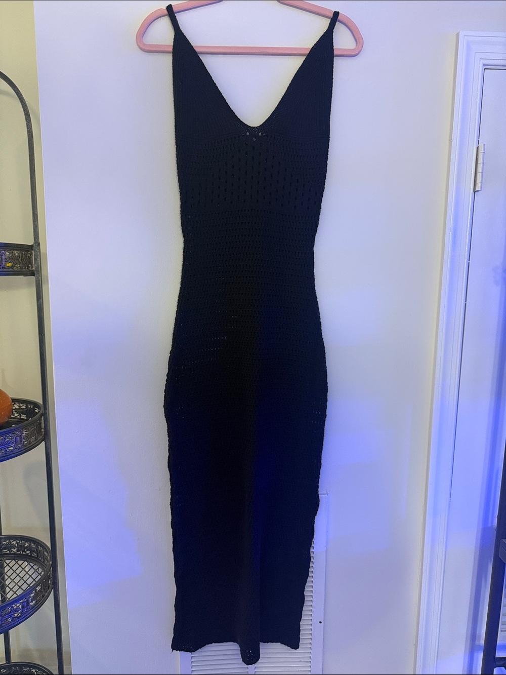 PrettyLittleThing Black Ribbed Knit Slip Midi Dress